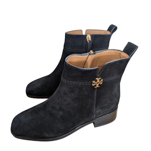 Tory Burch Everly Black Suede Ankle Boots 6 - Picture 1 of 11